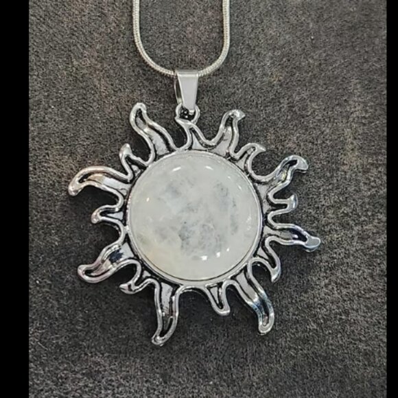 Clear Quartz Crystal Sun Necklace - Picture 1 of 2
